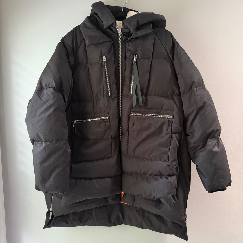 Orolay Down‎ Jacket Women 2XL Black Thickened Puffer Parka Sherpa Hood YRF092D